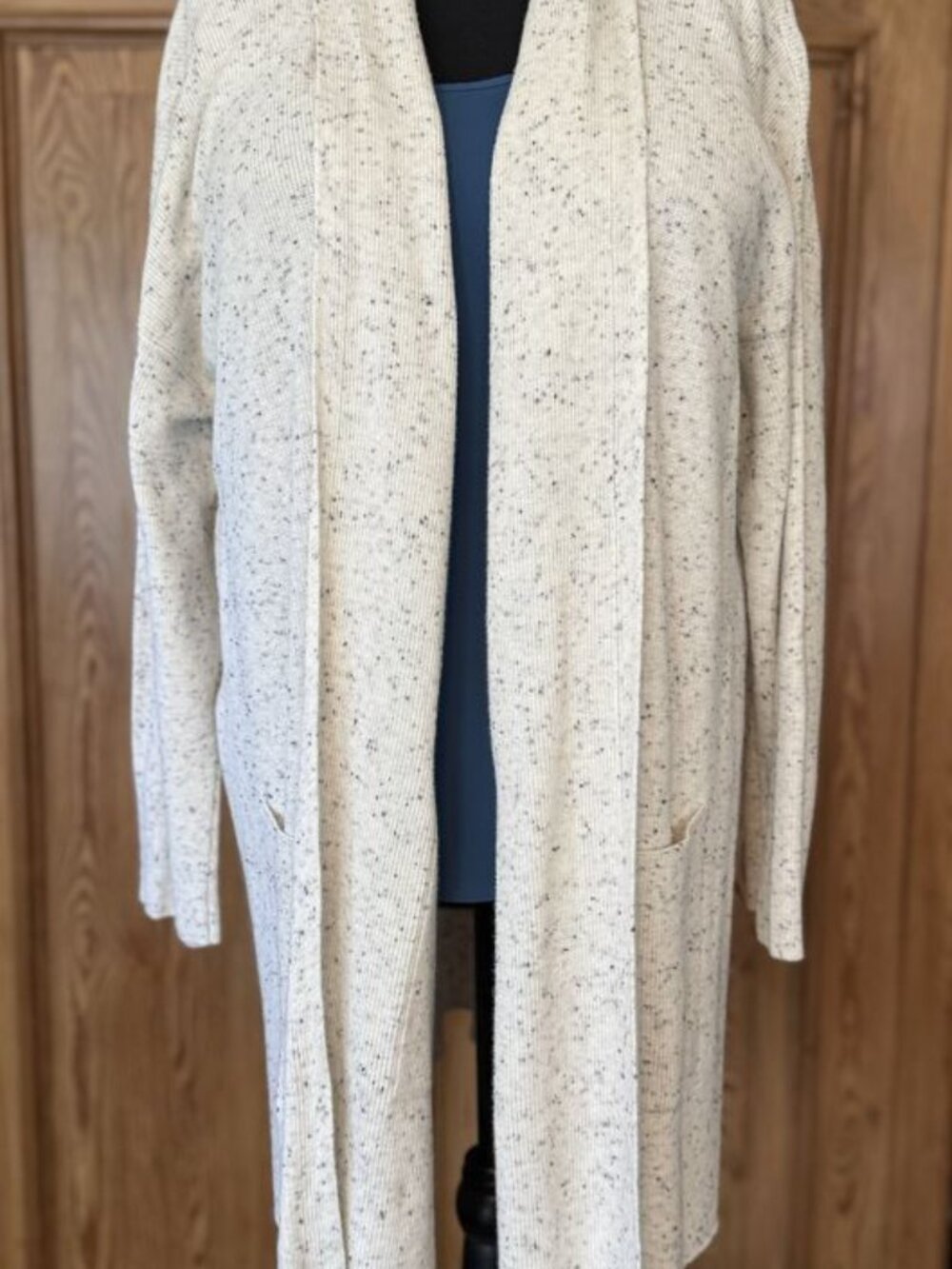 Eileen Fisher Organic Cotton Speckle Long Open-Front Cardigan Size XL - Picture 1 of 6